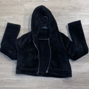 NWWT Balance athletica black cropped zip Sherpa